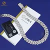 Hiphop bijoux collier personnalisé en gros 18mm glacé Vvs Moissanite diamant 20 pouces 925 en argent Sterling chaîne à maillons cubains