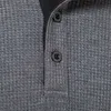 Di modo Waffle Cotone T Degli Uomini Della Camicia 2023 Autunno Slim Fit Manica Lunga Henley Maglietta Degli Uomini Streetwear Casual di Colore Solido Maglietta 240227