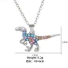 Anhänger Halsketten Neue 8 Stile Bunte Kristall Dinosaurier Anhänger Halskette Pterosaurier Tyrannosaurus Triceratops Velocipes Charme Halsband Für Frauen L24313