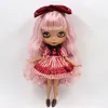 ICY DBS Blyth Doll 16 bjd joint body dark skin matte face purple mix pink hair toy 30cm girls gift 240311