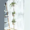 Korgar 5pack Green Plant Hanging Basket Hanger Woven Macromay Flower Holder Hangers Boho Cotton Rope For Home Garden Courtyard