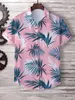 Mäns casual skjortor 2024 Tropiskt tryck strand semester set växt kokosnöt träd kort ärm sommar hawaiian 4-vägs stretch tyg