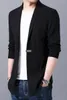 سترات الرجال رجال الخريف X-Long Jackets Men Long Style Cardigan Solid Color Sweatercoat