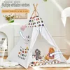 장난감 텐트 1.6m/1.35m Childrens Tent Teepee Tent for Kids 휴대용 Tipi Infantil House 어린이 놀이 집 어린이 텐트 LED LIGHT DECARATIO L240313