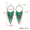 Dingle örhängen Kymyad Bohemian Multicolor Beads Tassel For Women Handmade Boho Ear Vintage Jewelry Long Big Statement 2024