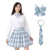 HOLOUN jupe plissée Jk 48CM 4 pièces ensemble nœud papillon cravate chemise à manches longues Plaid taille haute ALine uniforme scolaire 9 couleurs cadeau 240301