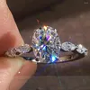 Cluster Rings Custom Solid 18K White Gold Women Ring Moissanite Diamonds 1 2 3 4 5 Oval Marquise Wedding Engagement Anniversary