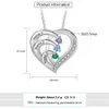 Ожерелье в виде персонализированного сердца из стерлингового серебра 925 пробы с 2-6 камнями по индивидуальному заказу, выгравированное имя матери, кулон, рождественский подарок для нее 240305
