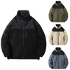 Men's Jackets Winter Jacket Loose Lamb Fleece Coat Stand Collar Zip-Up Outerwear Harajuku Outdoor Fashion Military Fluffy