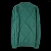 Men's Sweaters Green Vintage England Gentleman Winter Tops Slim Fit Turtlenecks Pullover Mens Knitted Sweater Elegant Jumper For Men T