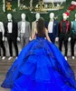 Azul real princesa quinceanera vestidos de baile querida lantejoulas apliques vestido de quinceanera tule doce 15 vestido de máscaras