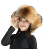 Berets Fangtai 2024 Winter Warm Luxury Real Natural Raccoon Fur Women's Cap Fashion Beanie Men's Caps