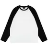 Amerikaanse stijl herfst/winter 280G T-shirt met lange mouwen voor dames patchwork raglanmouwen, contrasterende kleuren, oversized shirtstijl van puur katoen