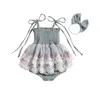 Girl Dresses Baby Girls Sleeveless Bodysuit Straps Dress Floral Ruffle Decoration Bow Born Romper