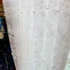 Cortinas Cortina de tul con bordado de perlas de encaje blanco para sala de estar, pantalla de ventana geométrica nórdica, decoración de boda terminada, Cortains