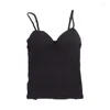 Women's Tanks Women Solid Padded Bra Spaghetti Camisole Top Vest Female With Built In 6 Colors