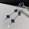 van clover Bracciale con fiori Peter Stone blu Versione alta in argento Cleefies per ragazze dal vivo elettrolitico spesso