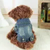 Abbigliamento per cani Pet Gilet per gatti Jeans piccoli con cappuccio Capispalla in denim Costume Vestiti per cuccioli Giacca invernale Cappotto193w