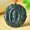 Pendants 49mm Natural Green Jade Half Buddha Devil Pendant Necklace Men Women Genuine Nephrite Hetian Jades Lucky Charms Amulets