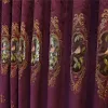 カーテンスローソウルバードブルーパープルコーヒーカーテン刺繍布 +リビングルームベッドルームチュールキッチンベルベットラグジュアリーのためのボイルカーテン