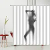 Films Sexy Women Bath Shadow Shower Curtain Set with Hooks Sexy Girl Portrait Bathroom Curtains for Home Decor Hanging Cloth Fabric