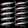 10 pc/lote metal fundido jig colher 10g 15g 20g 30g 40g iscas conjunto com gancho fundição jigging peixe robalo isca de pesca isca artificial 240306