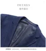 Men's Suits Lansboter Dark Blue Men Jacket Spring And Autumn Casual Suit Korean Fashion Sheet Western Mens Slim Fit Coat