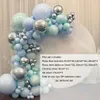 Macaron Bleu Menthe Pastel Ballons Guirlande Arc Kit Argent 101 pcs DIY Anniversaire Mariage Baby Shower Nouvel An Fête globos Decorati 2256c