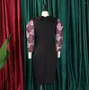 Lässige Kleider Retro-Stil 2024 Damen Mittellanges Kleid Frühling Sommer Eleganter und modischer gewickelter Hüft-Pendler-Bleistiftrock