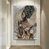 Afrykańska czarna kobieta abstrakcyjne plakaty sztuki i druki w stylu narodowym kobiety Płótno obrazy zdjęcia do salonu dekoracje ścienne 221c