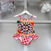 Popular kids one-pieces Swimsuit Designer girls swimwear Size 80-150 CM Colorful diamond pattern child Beach Bikinis Children Swimwears 24Mar