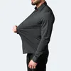 Plus Size 7XL 6XL Hoge Elasticiteit Naadloze Spandex Shirt Mannen Lange Mouw Slim Fit Casual Effen Kleur Sociale Formele Overhemden 240307