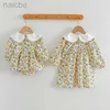 Robes de fille vêtements enfants bébé barboteuses à manches longues brodé poupée col robe vêtements 0-6Y ldd240313