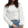 Kadınlar Bozlar Uzun Kollu Gömlek Kadınlar İçin Sonbahar Kravat Bel Kravat Kısa Kısa Üst Omuz Gömlek Külot Bluz Kadın Giysileri