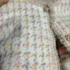 한국 패션 houndstooth 프린트 oneck 싱글 브레스트 여성 스웨터 2023 가을 겨울 모방 밍크 벨벳 니트 240304