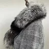 Halsdukar riktig silver halsduk fururry lady raccoon päls lyx kvinnor vinter varmt tjock två sida äkta