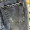 Jeans masculinos vintage azul rasgado moda impressa 2024 roupas rua solta harem plissado calças bonitas