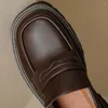 Casual Shoes Kvinnors äkta läder tjocka sulplattformlägenheter loafers fritid mjuk bekväm mockasin kvinnlig daglig skor