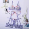 Set di reggiseni Aduloty Lingerie sexy da donna Fiore di lavanda Reggiseno ricamato in pizzo Estate Sezione sottile Prospettiva Set di biancheria intima erotica