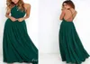 Sexig mörkgrön färg Spaghetti -band Prom klänning Högkvalitativ rygglös chiffongkvinnor bär festklänning Custom Made Plus Size7397065