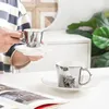 90/230 cm Ins Riflessione a specchio Cavallo creativo Anamorfico Tazza Riflessione a specchio Tazza Colibrì Tazza da caffè Set da tè con sottobicchiere 240304