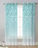 Gordijnen Teal Flower Tule Woonkamerdecoratie Transparante vitrages Slaapkamer Keuken Voile Chiffon Gordijnen