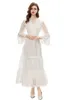 Women's Runway Dresses Sexy V Neck Long Sleeves Hollow Out Triming Piping Elegant Designer Party Prom Gown plus sizes