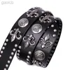 Belts Rivet Cowboy Belt Genuine Leather Cowskin Men Belt Punk Rivet Jeans Belts WOMEN Ceinture Homme Cinturones Hombre ldd240313