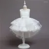 Abiti da ragazza 3-10 bambine Abito floreale Cerimonia Abito da ballo Comunione Abiti per adolescenti Bambini per strascico da sposa bianco