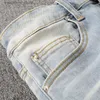 Männer Jeans Männer Kristall Löcher Ripped Patchwork Jeans Streetwear Hellblau Denim Dünne Dünne Bleistift Hosen Hosen L240313