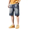 Fat Man Oversized Jeans Shorts Loose Quarter Mens Summer Fashion Distressed Guy Thick Leg Denim Short Pants Thin Bottoms 44