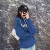 Autumn Winter New Royal Blue CE Letter High Version Printing Technology Hoodie Casual Loose And Fresh Top