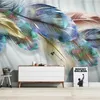 Large 3D Wallpaper Mural Custom Nordic Modern Color Feather TV Sofa Background Wallpaper Mural323Y