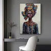 Afrika kraliçesi siyah kadın posterler ve baskılar modern tuval sanat duvar boyama oturma odası için ev dekorasyonu kırılmamış314t